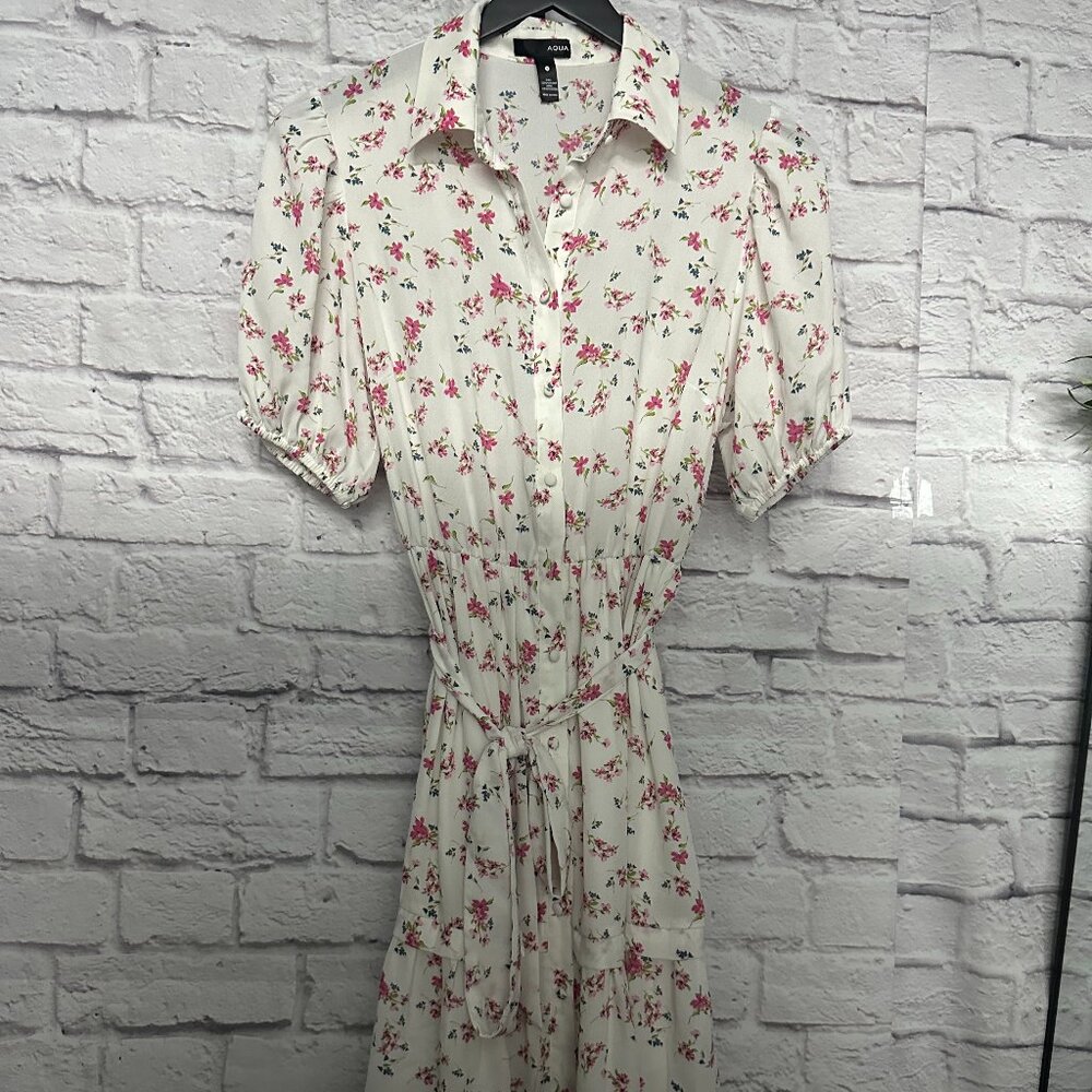 AQUA White / Pink Floral Dress